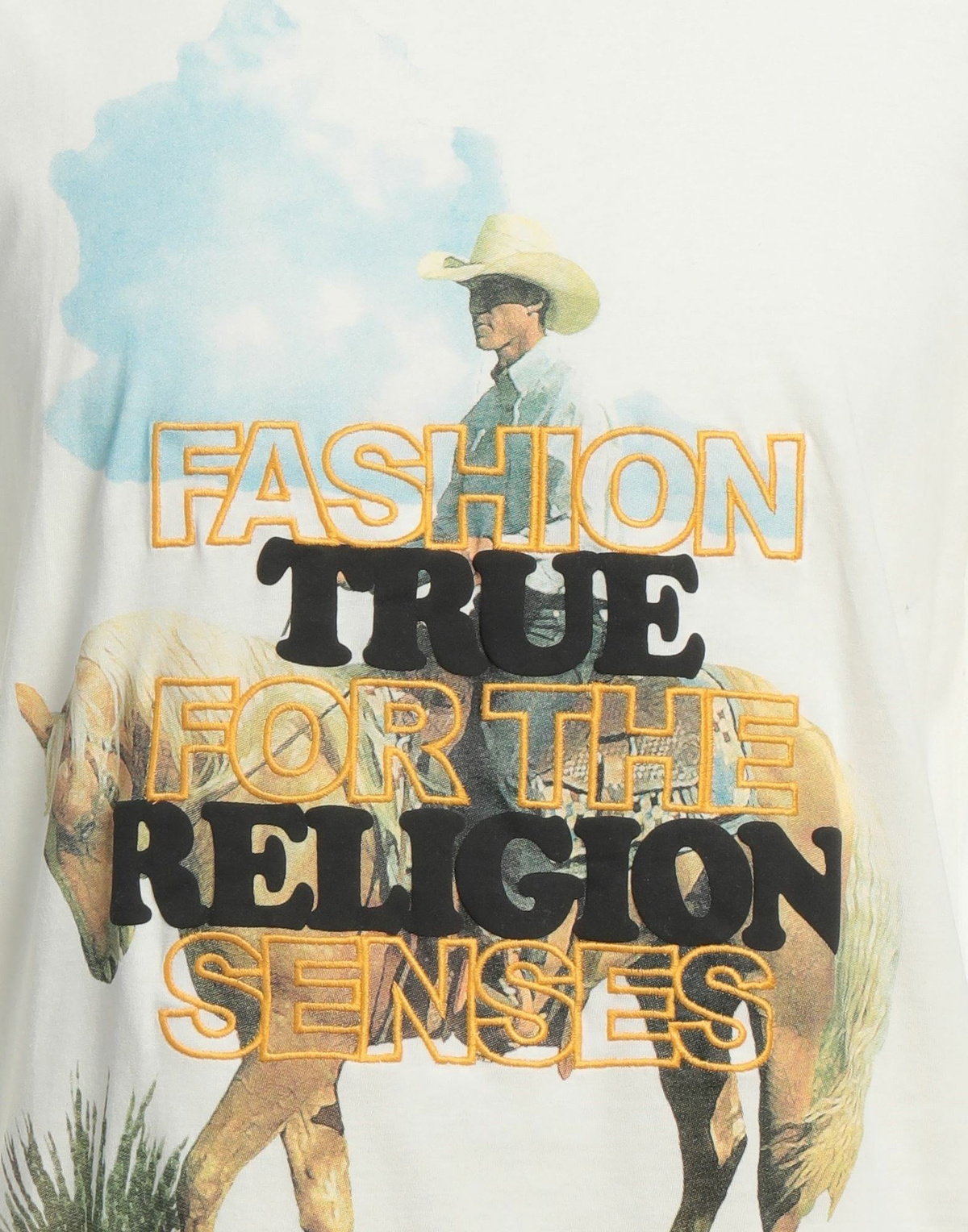 True Religion Mens T-shirt Cream