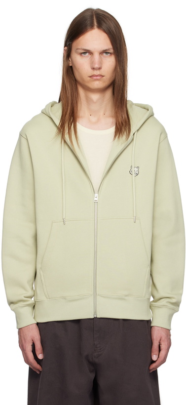 Photo: Maison Kitsuné Khaki Bold Fox Head Zipped Hoodie