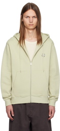 Maison Kitsuné Khaki Bold Fox Head Zipped Hoodie