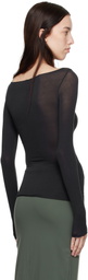 SKIMS SSENSE Exclusive Black Sheer Modal Long Sleeve Boat Neck T-shirt