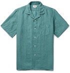 Hartford - Palm Camp-Collar Linen Shirt - Petrol