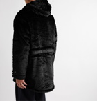 Monitaly - Kodiac Leather-Trimmed Faux Fur and Vancloth Cotton Hooded Coat - Black