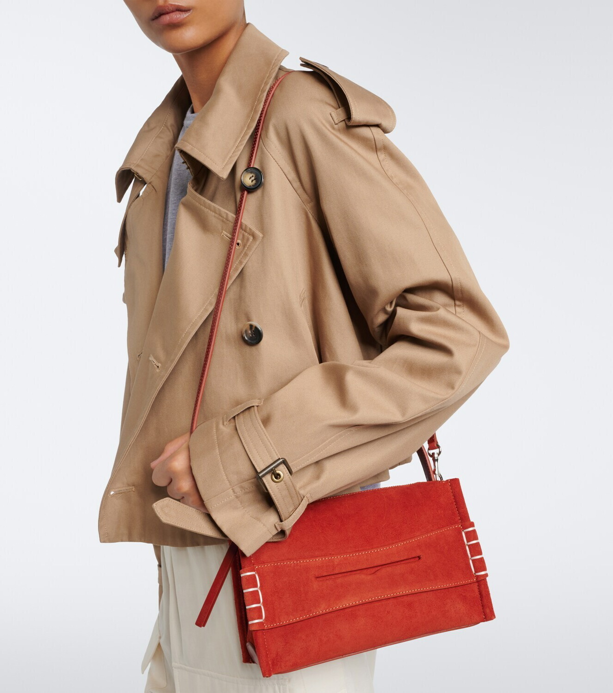 JW Anderson Loafer Small suede top-handle bag