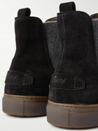 Brioni - Shearling-Lined Suede Chelsea Boots - Black