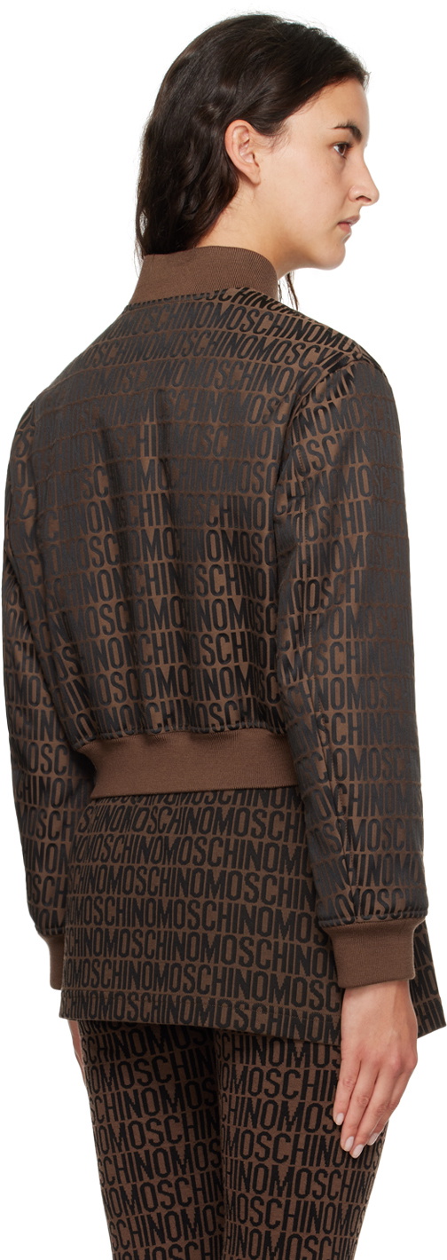 Moschino Brown Zip Bomber Jacket