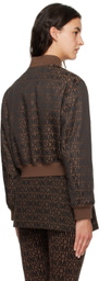 Moschino Brown Zip Bomber Jacket