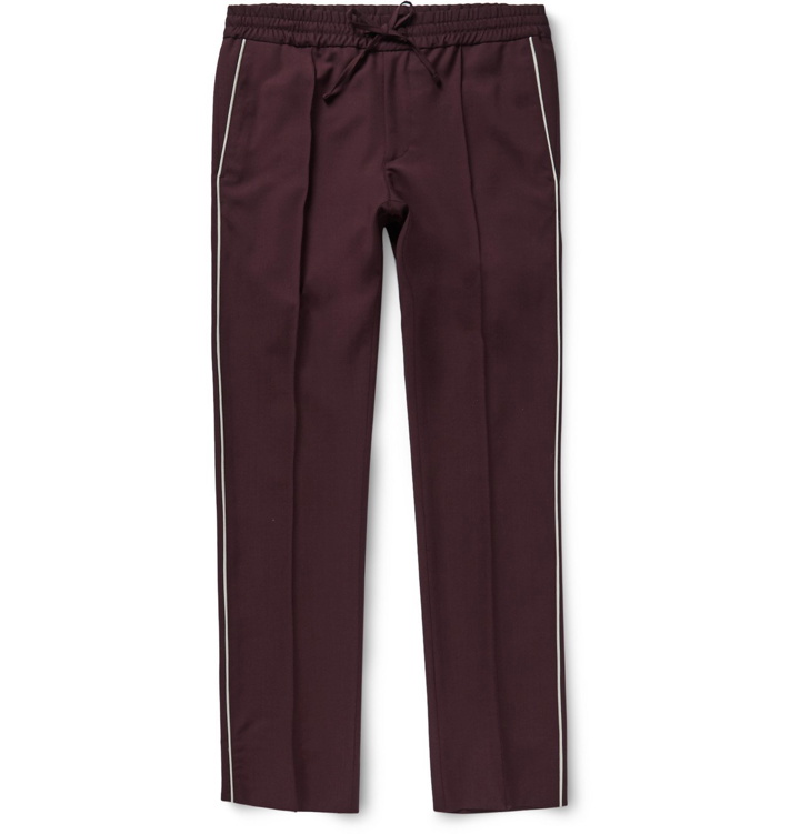 Photo: VALENTINO - Slim-Fit Wool And Mohair-Blend Trousers - Burgundy