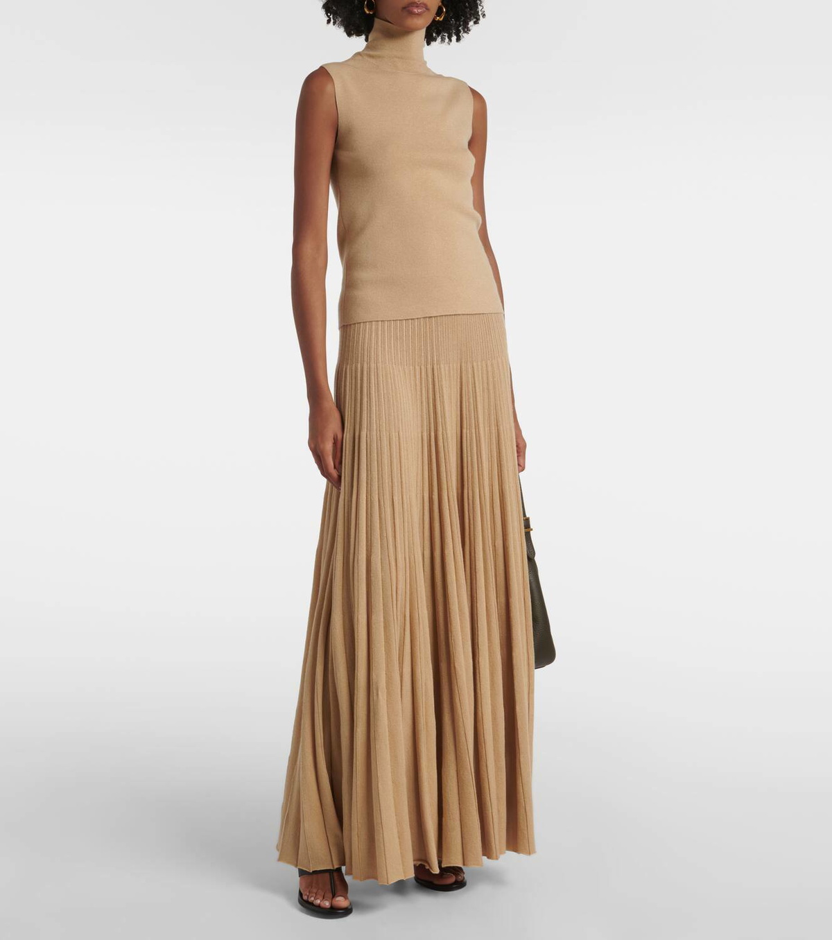 Loro Piana ニットフレアスカート 38 Loro Piana Luciole Pleated Knit Cashmere-Blend Maxi Skirt | Neiman