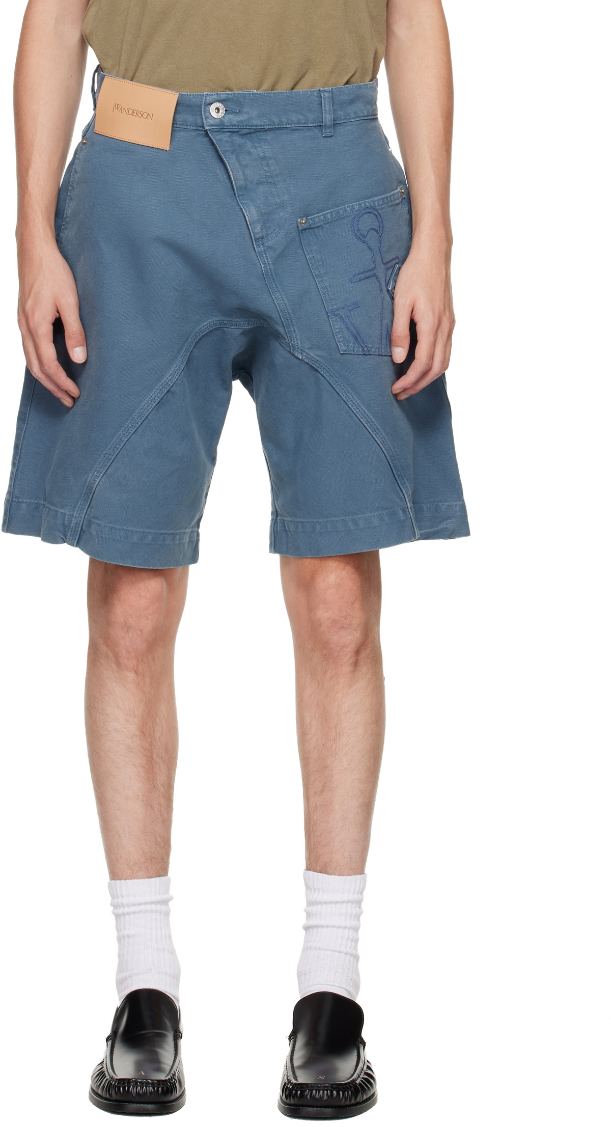 JW Anderson Blue Twisted Workwear Denim Shorts