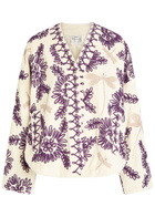 Forte_forte Embroidered Velvet Jacket Cream