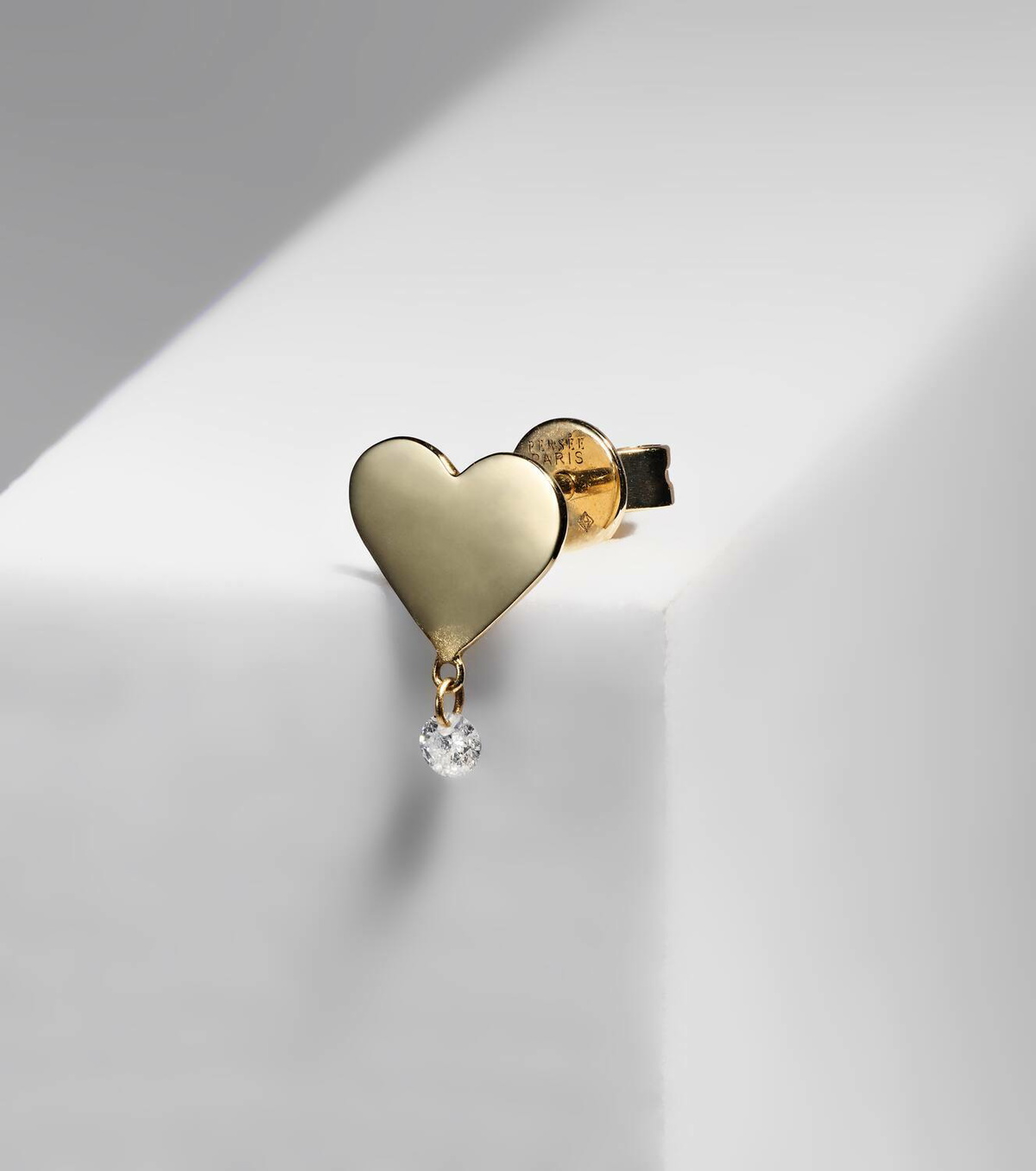 Persée 18kt gold single earring with diamonds