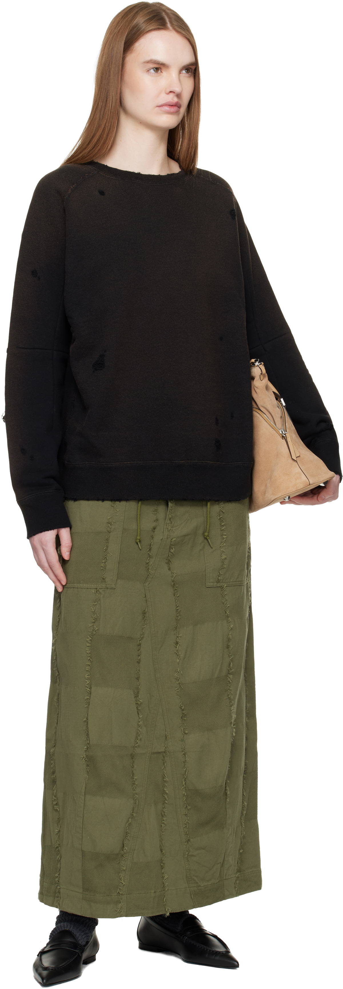 NEEDLES Khaki String Fatigue Midi Skirt