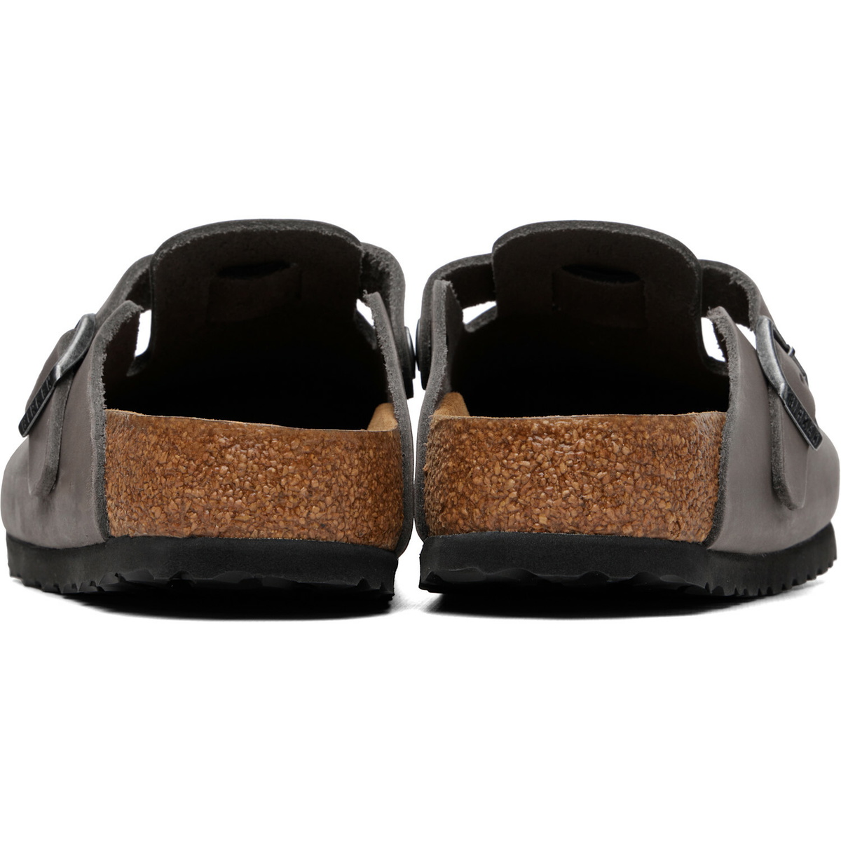 Birkenstock Gray Regular Boston Soft Footbed Oiled Leather Loafers