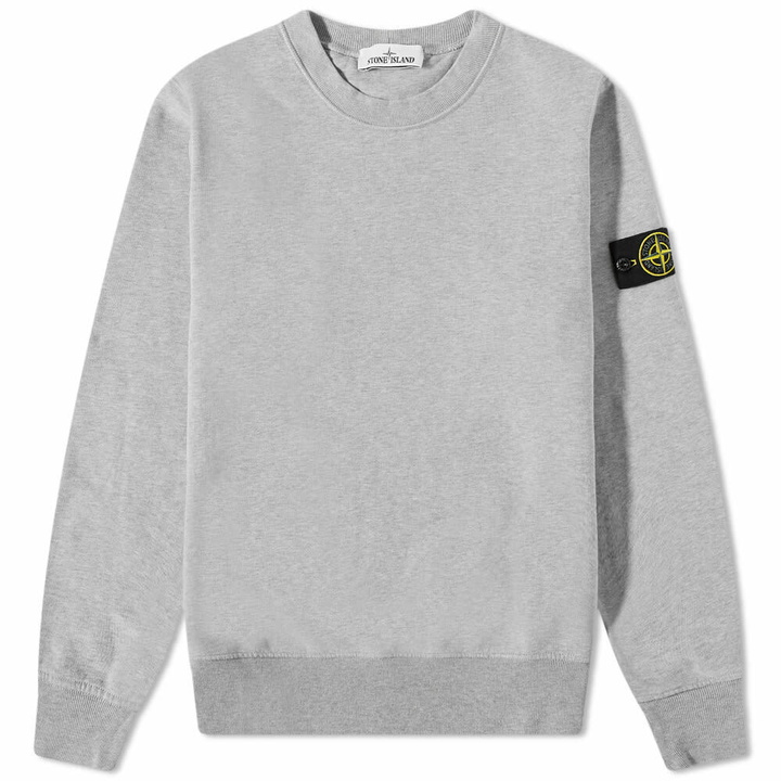 Photo: Stone Island Men's Brushed Cotton Crew Neck Sweat in Grey Marl