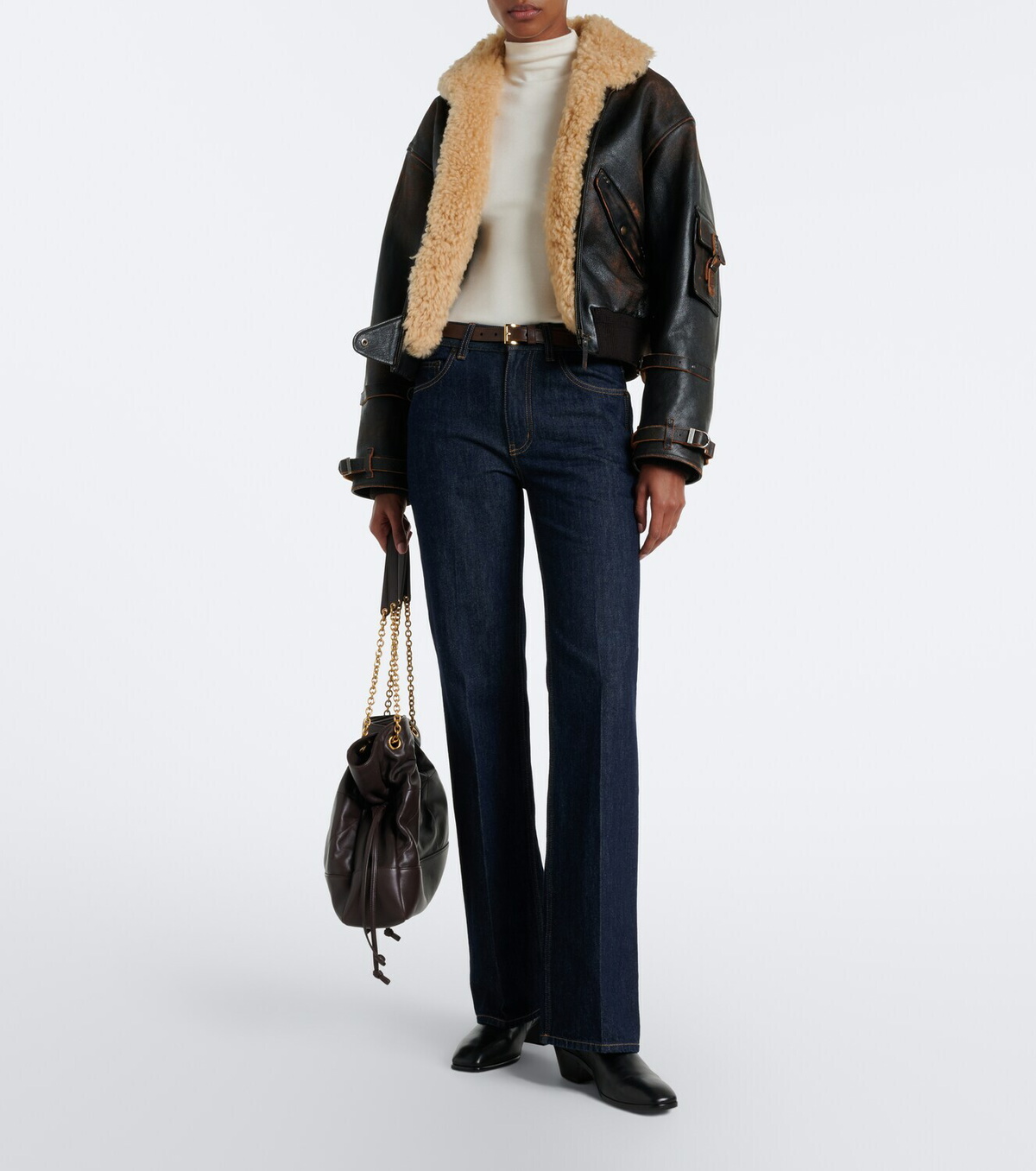 Ralph Lauren Collection Lianne shearling-trimmed leather jacket