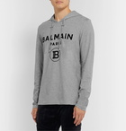 Balmain - Logo-Print Cotton-Jersey Hoodie - Gray