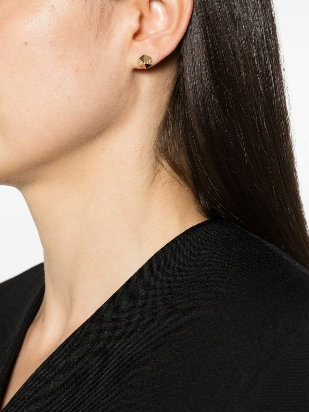 Harwell Godfrey 18K Yellow Gold Pyramid Diamond Stud Earrings