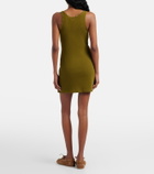 Miu Miu Lace-trimmed pointelle cotton minidress