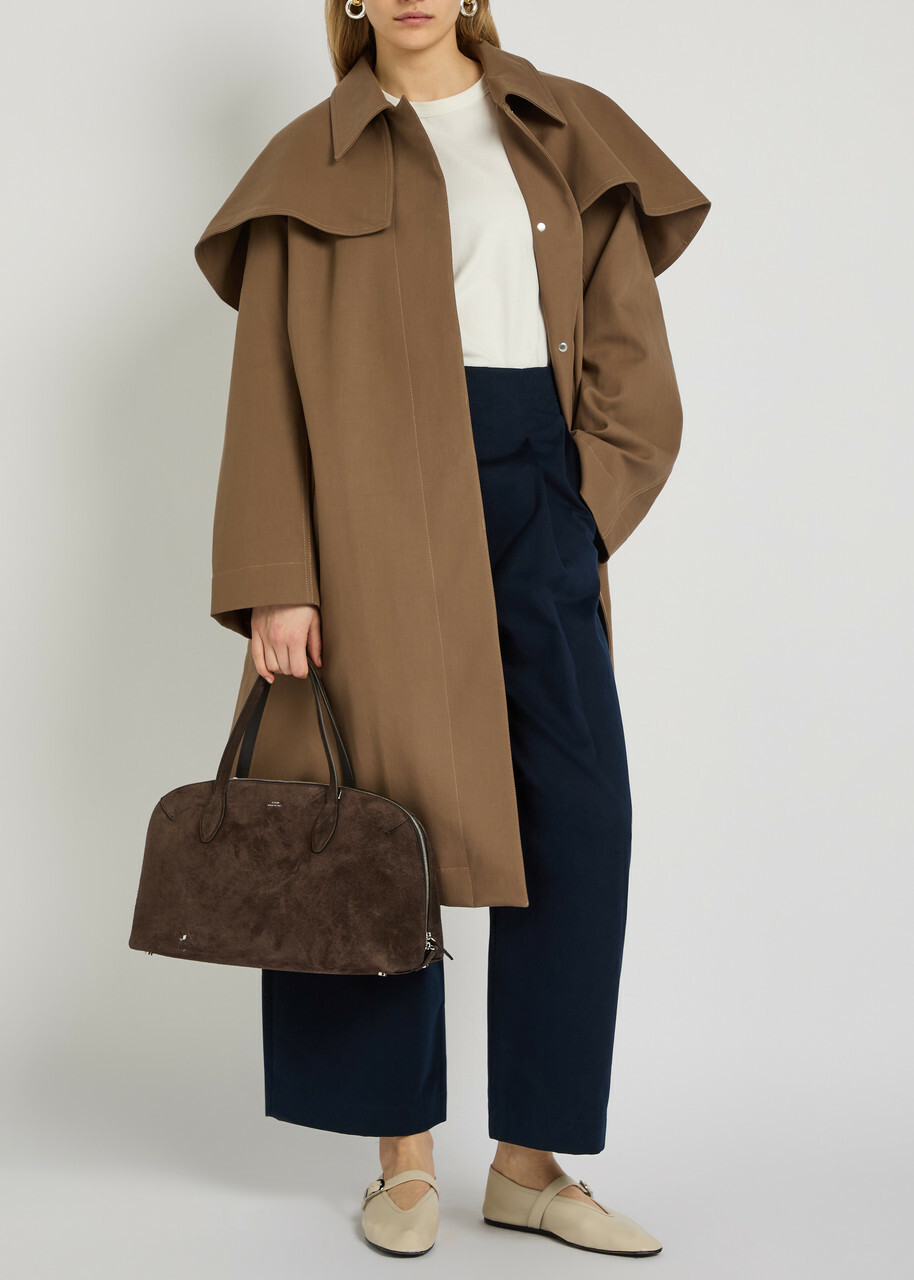 Studio Nicholson Peached Wide-leg Cotton-twill Trousers Navy