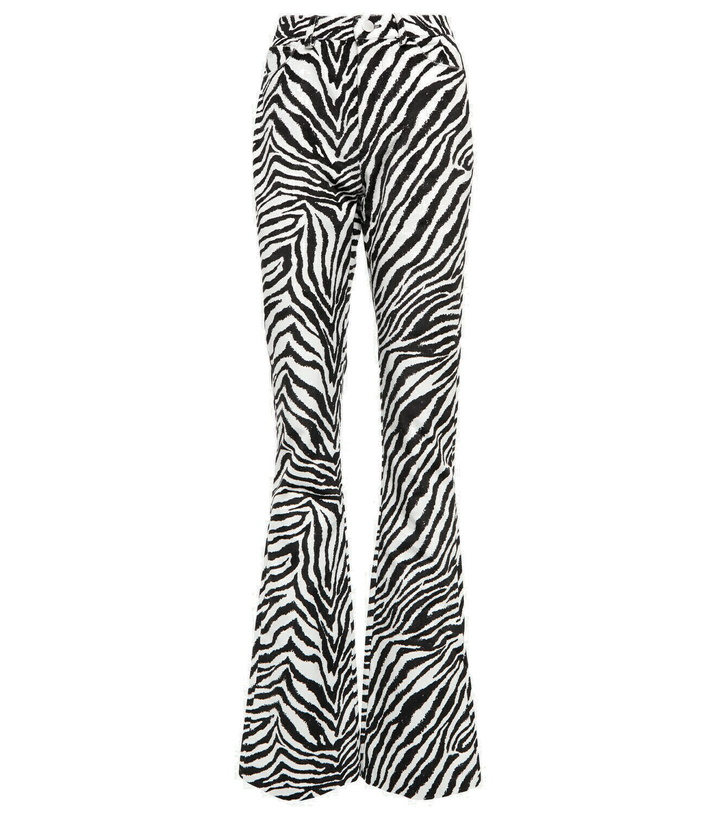 Photo: Alessandra Rich Zebra-print high-rise flared pants