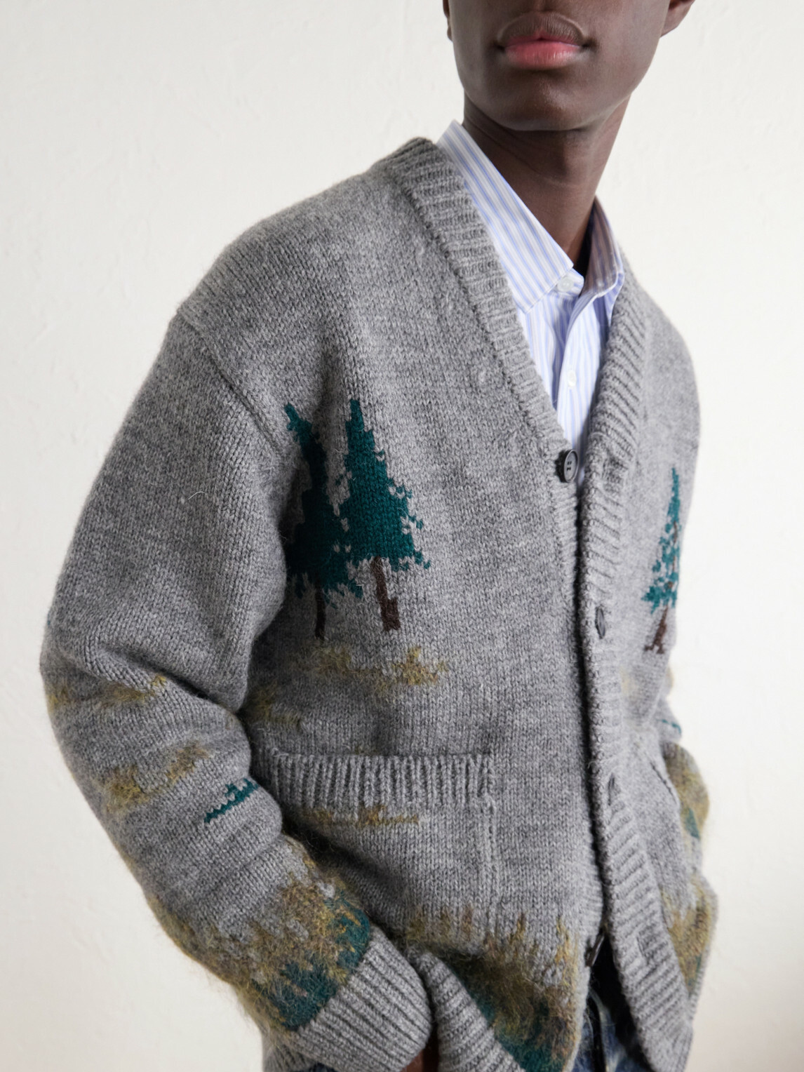 Junya Watanabe - Intarsia-Knit Wool-Blend Cardigan - Gray