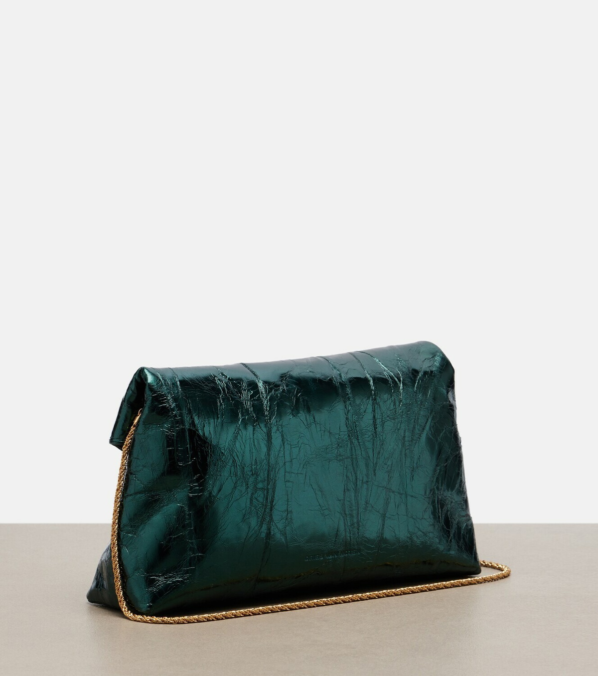 Dries Van Noten Medium metallic leather clutch