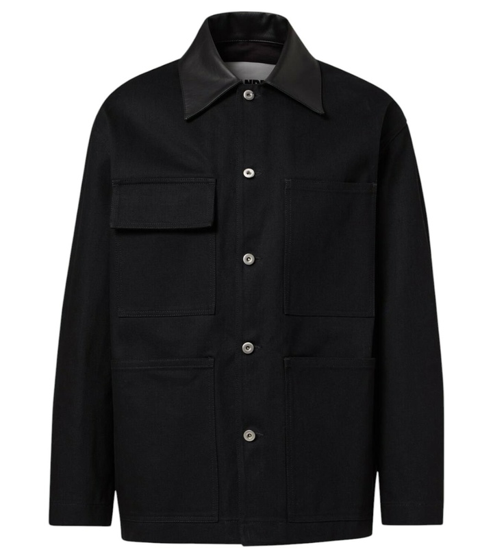 Photo: Jil Sander Leather-trimmed denim jacket