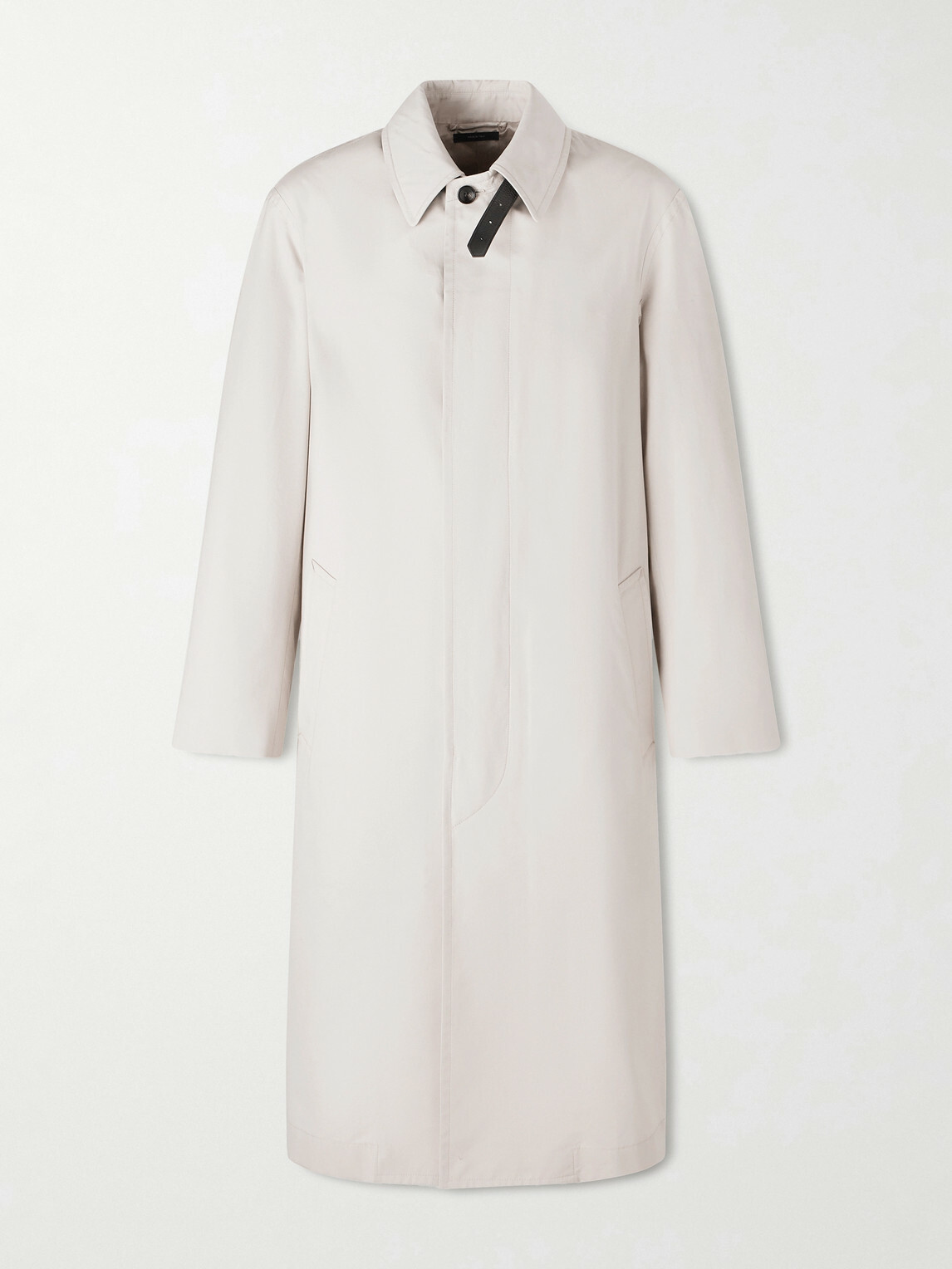 TOM FORD - Leather-Trimmed Cotton and Silk-Blend Overcoat - Neutrals