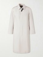 TOM FORD - Leather-Trimmed Cotton and Silk-Blend Overcoat - Neutrals