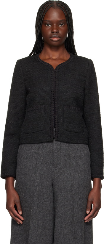 Photo: rag & bone Black Cheyenne Whipstitch-Trimmed Tweed Lady Jacket