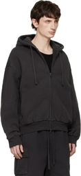 SKIMS Black Heavyweight Fleece Zip-Up Hoodie