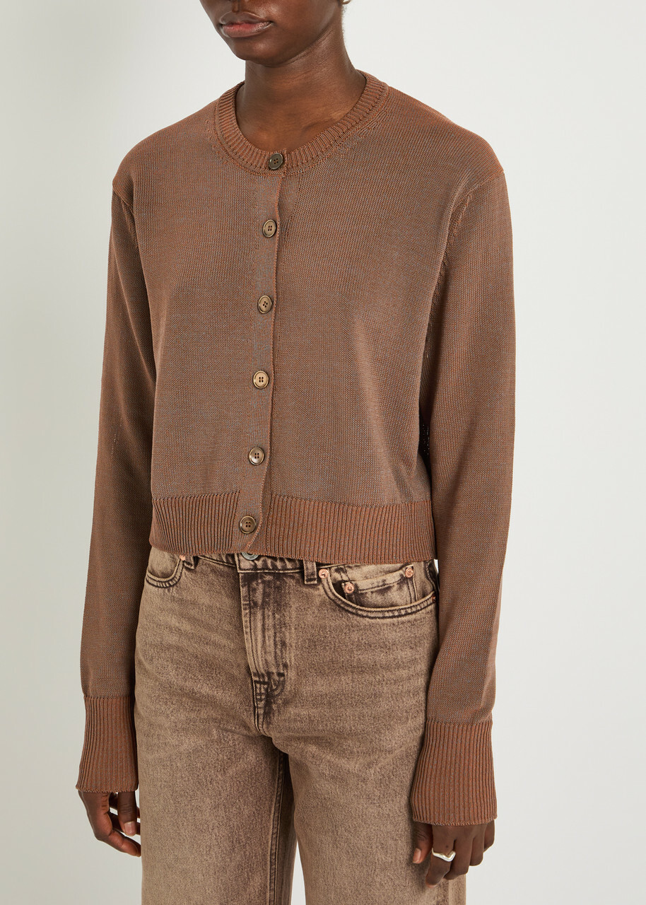 Our Legacy Micro Cotton-blend Cardigan Brown