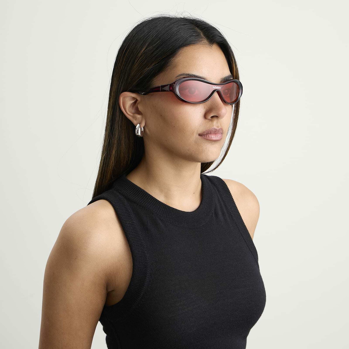 Le Specs x No Problemo Vortex Deux Sunglasses in Dark Cherry/Crimson Tint 
