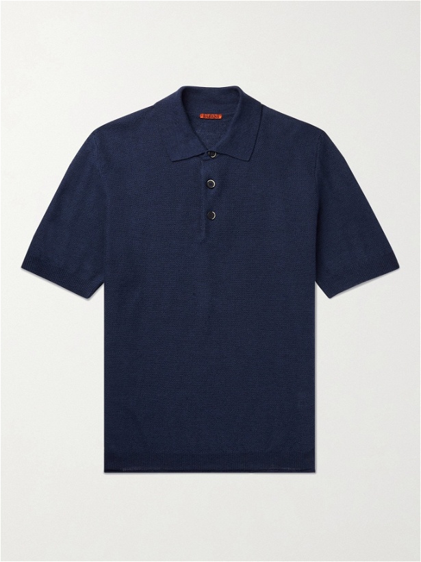 Photo: BARENA - Marco Linen Polo Shirt - Blue