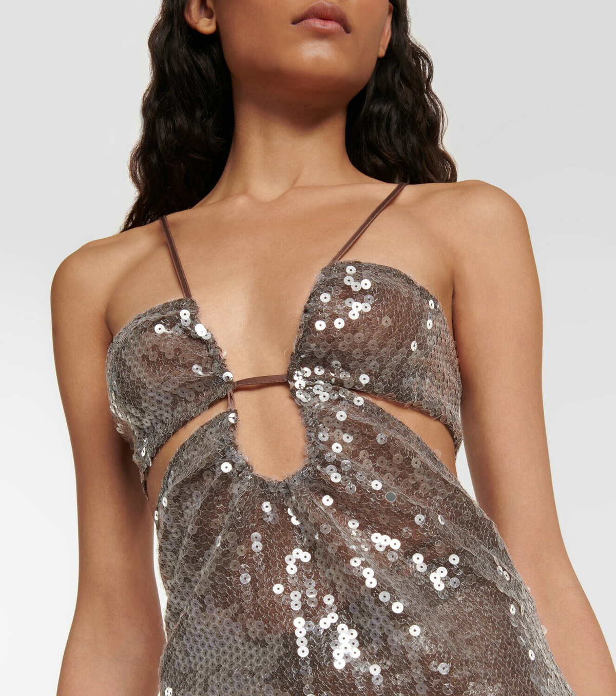 Nensi Dojaka - Sequined cutout camisole Nensi Dojaka