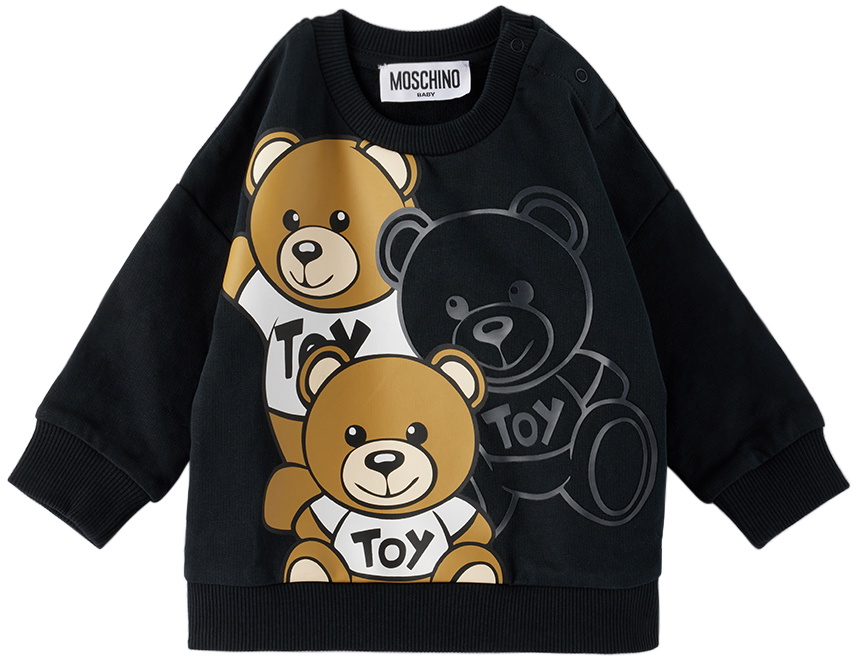 Moschino Black Teddy With Hearts Sweatshirt
