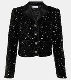 Self-Portrait Sequined cropped jacket