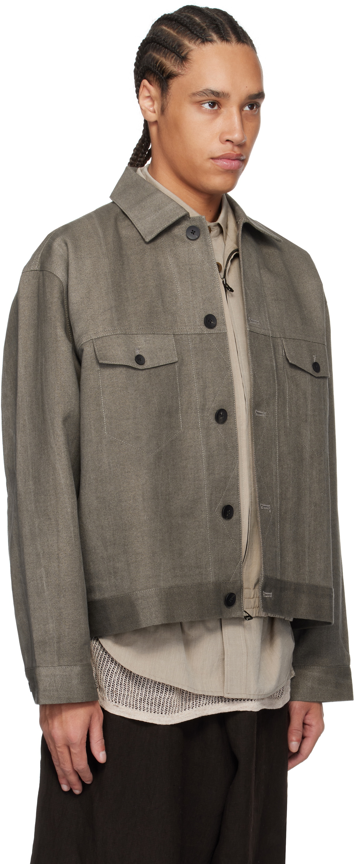 Aviva Jifei Xue Gray Trucker Jacket