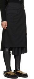 Sacai Black Pleated Suiting Skirt