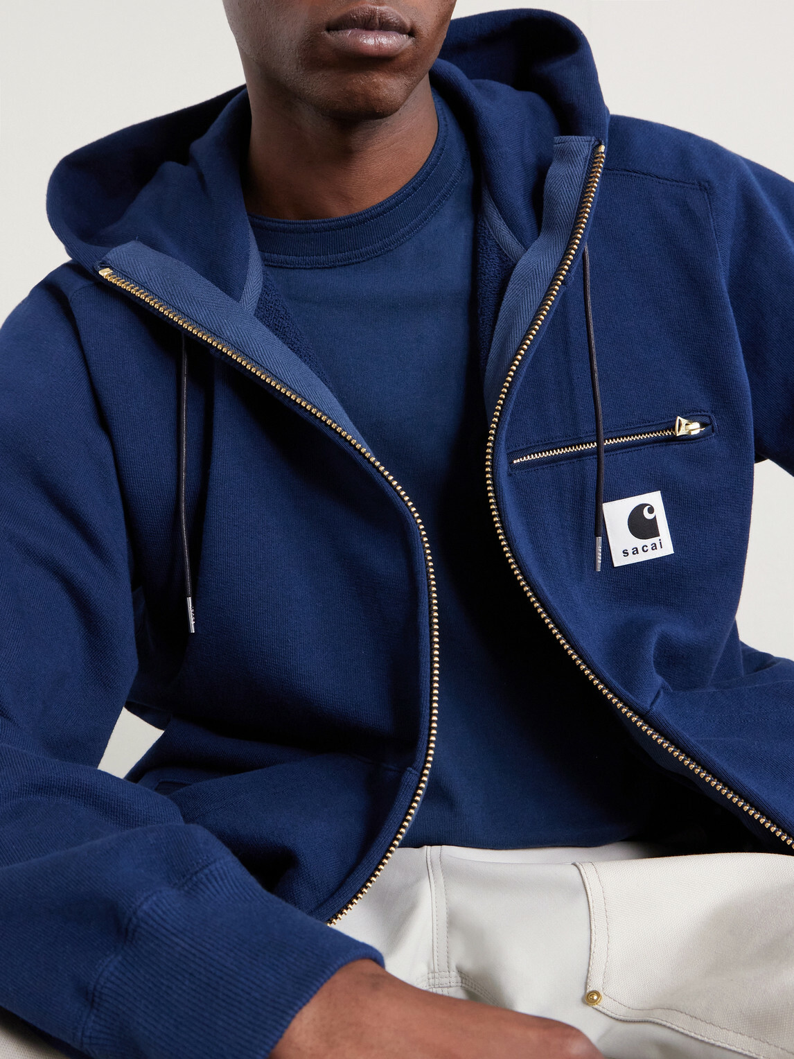 Sacai - Carhartt WIP Logo-Appliquéd Cotton-Jersey Zip-Up Hoodie