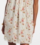 Dôen Floral lace-trimmed cotton poplin minidress