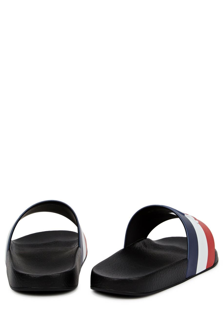 Moncler Basile Striped Rubber Sliders Black