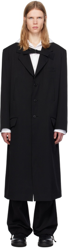 Photo: Y's For Men Black Lapel Buckle Tab Coat