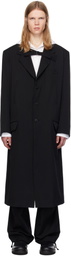 Y's For Men Black Lapel Buckle Tab Coat