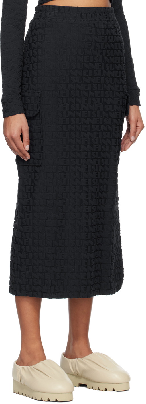 SUNNEI Navy Overlapped Midi Skirt
