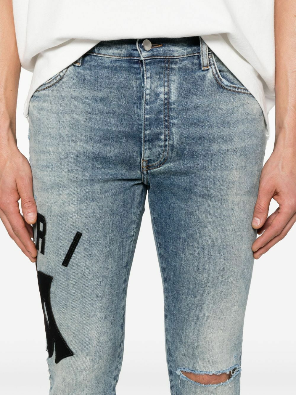 AMIRI - Skinny-Fit Appliquéd Distressed Jeans - Black Amiri