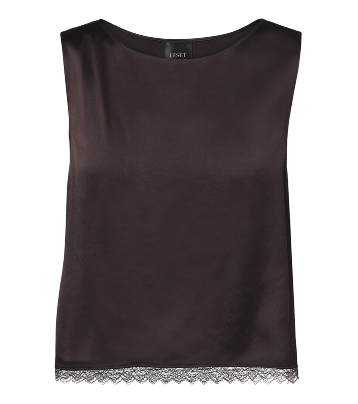 Photo: Leset Barb lace-trimmed satin crop top