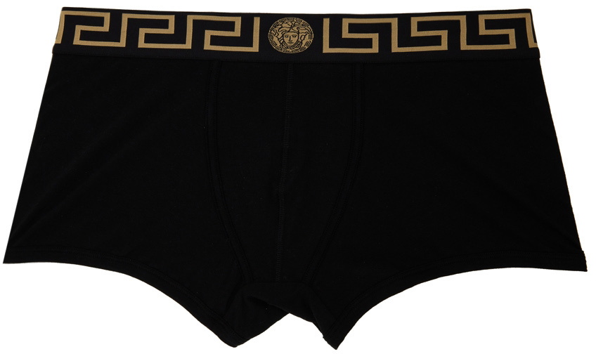 Versace Underwear: Black Greca Border Briefs