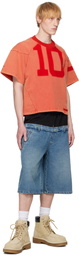 SPENCER BADU Blue & Black Dropped Denim Shorts