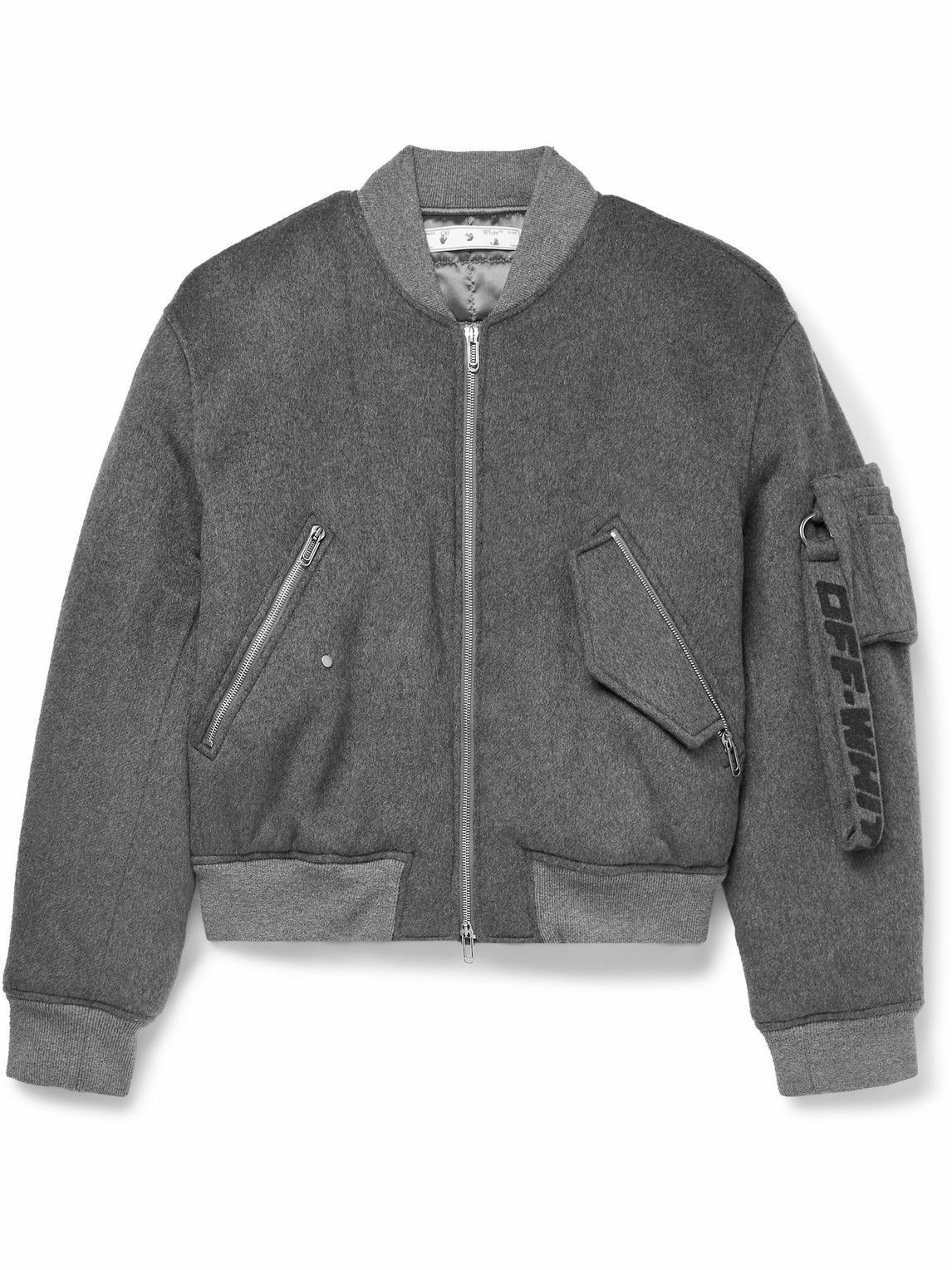 OFF-WHITE Appliquéd Wool-Blend Felt and Leather Varsity Jacket for Men